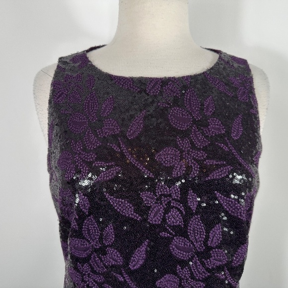 Lauren by Ralph Lauren Purple Sequin Netting Party Dress Sz 12 - Picture 3 of 9
